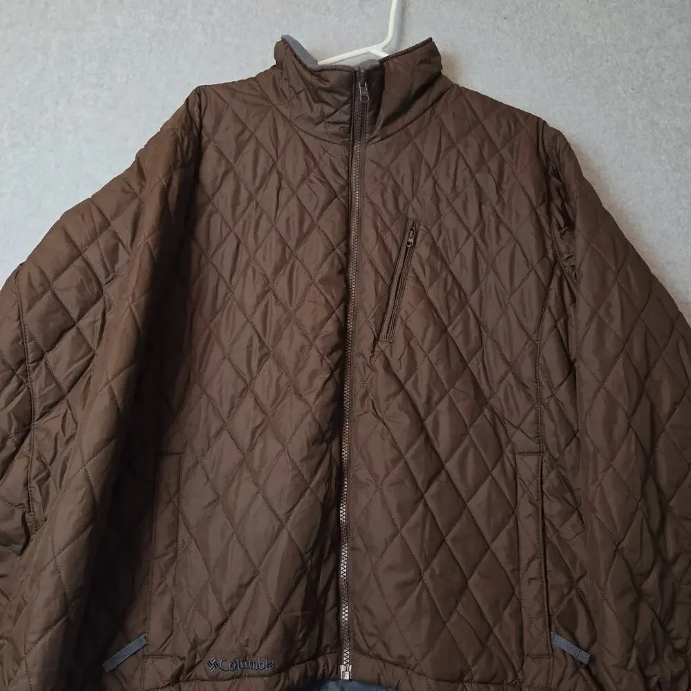 Columbia Interchange Brown LS Quilted Zip Up Puffer Jacket Women's XL Pockets - Picture 2 of 12